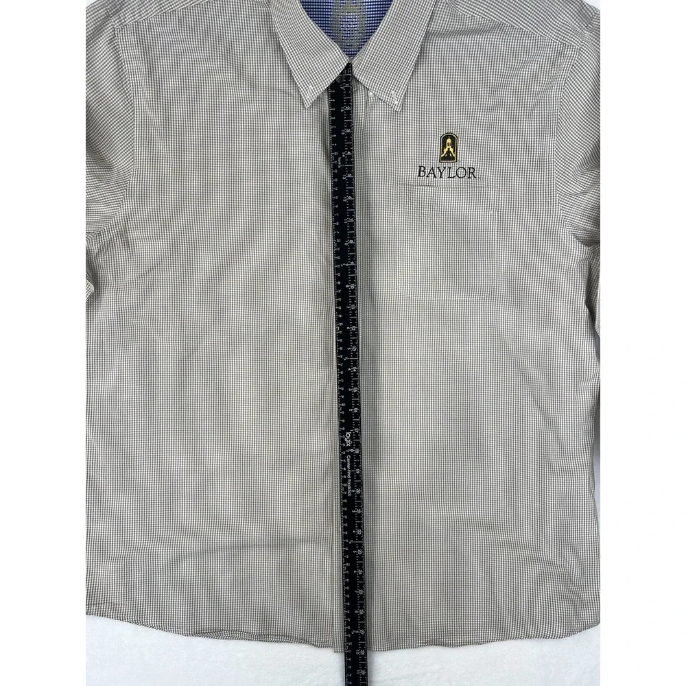 Cutter & Buck Mens White Plaid Baylor Bears University Button Front Shirt Sz 3XL